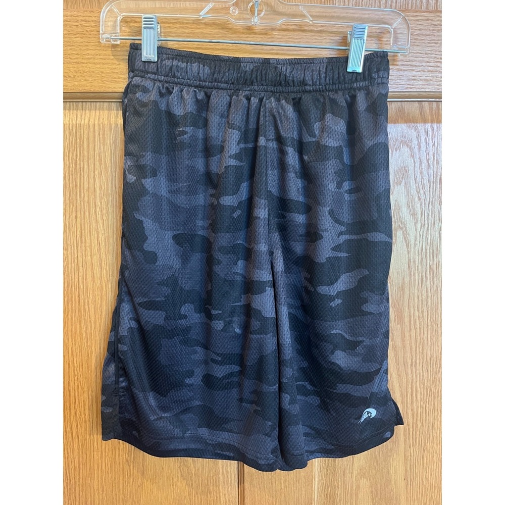 MTA Sport Men's Athletic Shorts Black Gray Camouflage Mesh Size S Elastic Waist